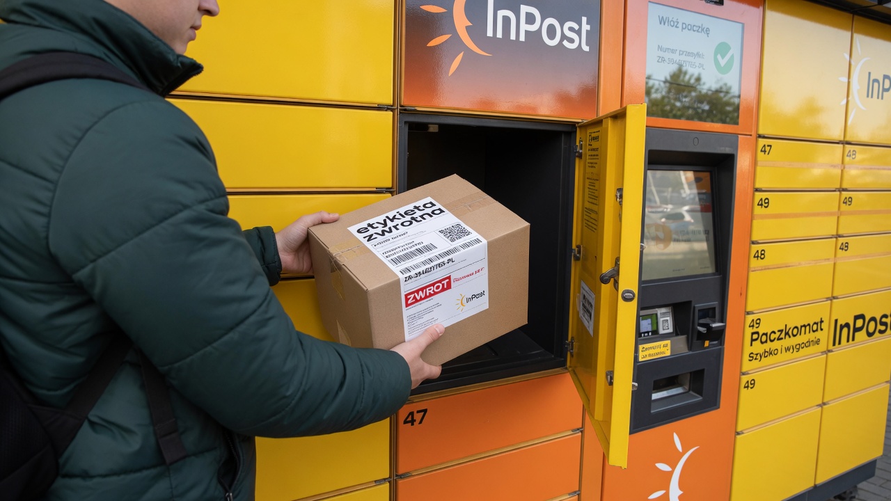 Zdjęcie osoby wkładającej paczkę do Paczkomatu InPost