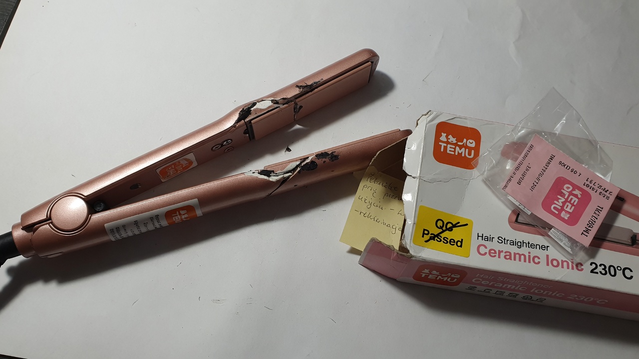 Przykład zdjęcia uszkodzonego produktu z Temu