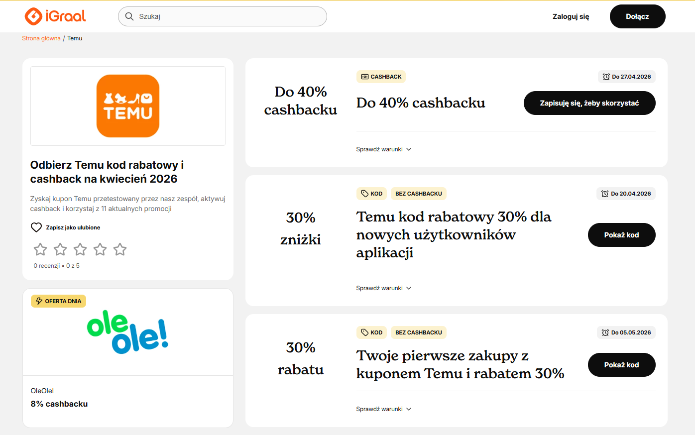  iGraal for your Temu cashback
