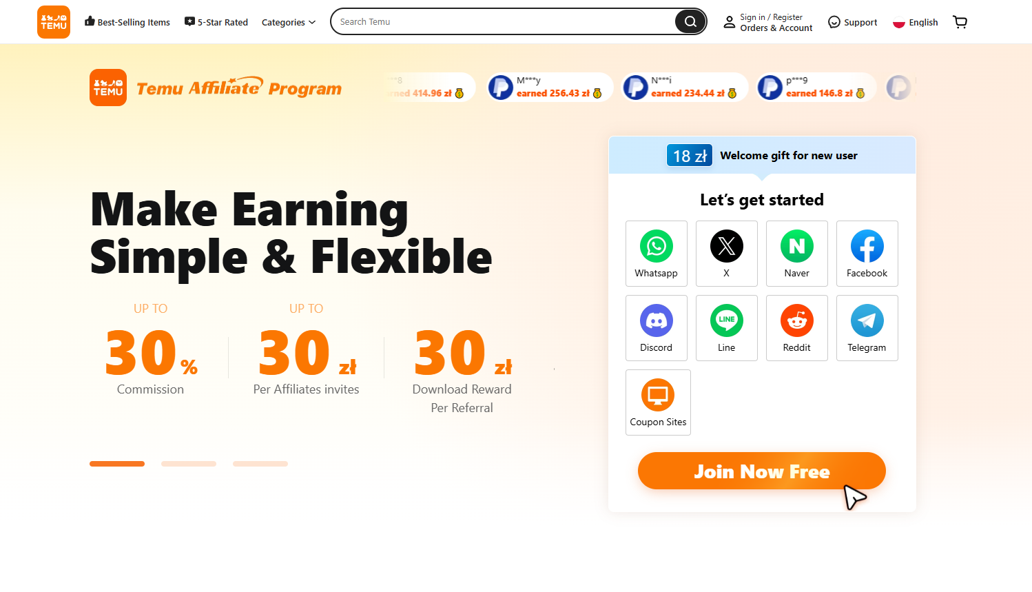 Temu Affiliate Program