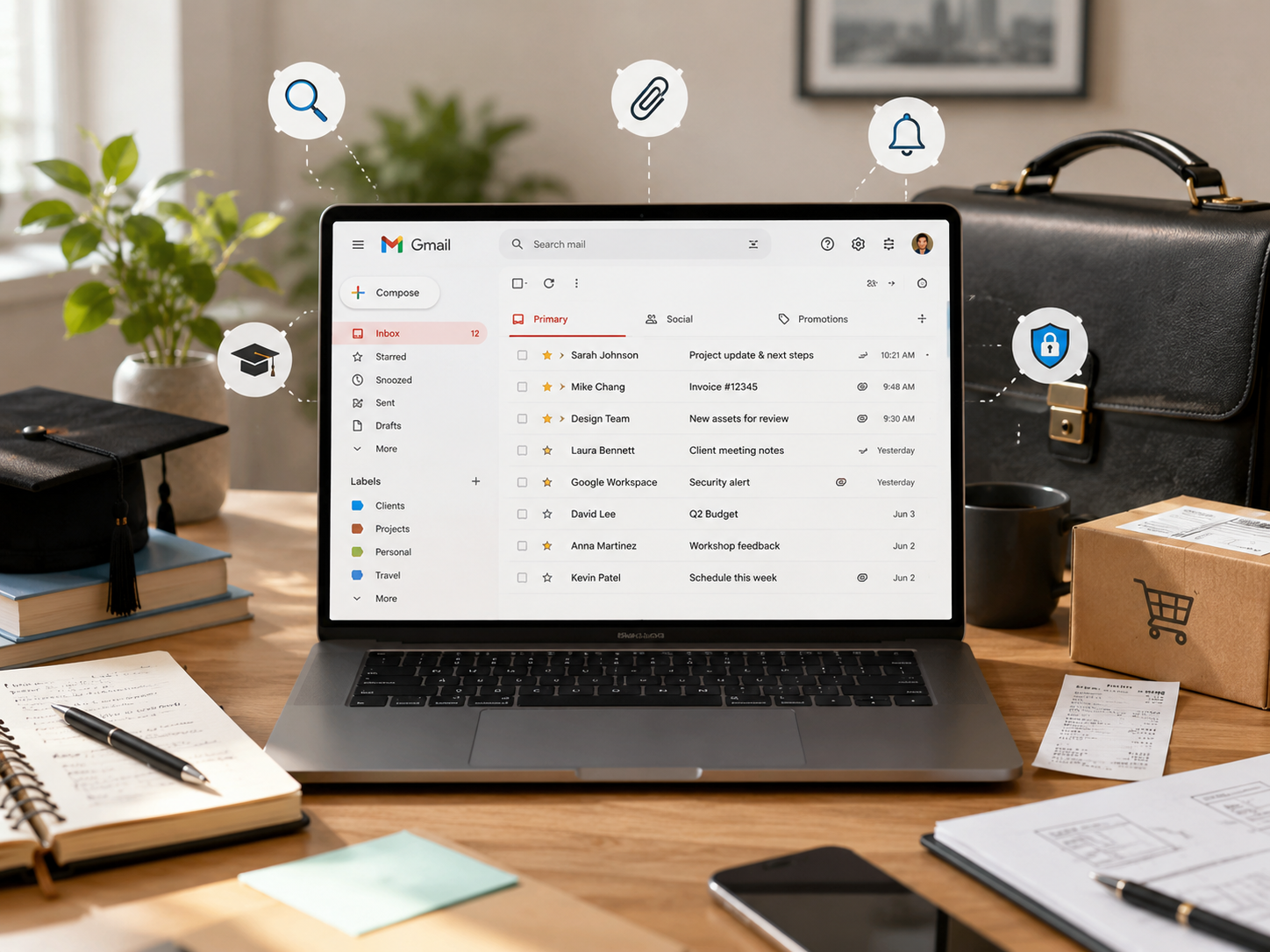Gmail porządek w mailach, dokumentach i załącznikach