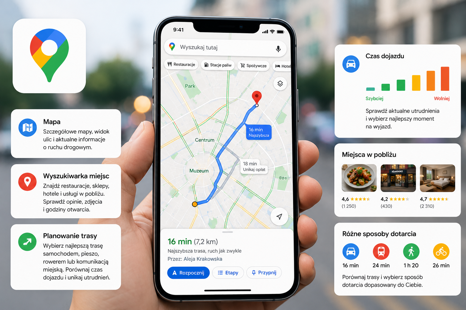 Google Maps mapa, nawigacja i miejsca zawsze pod ręką