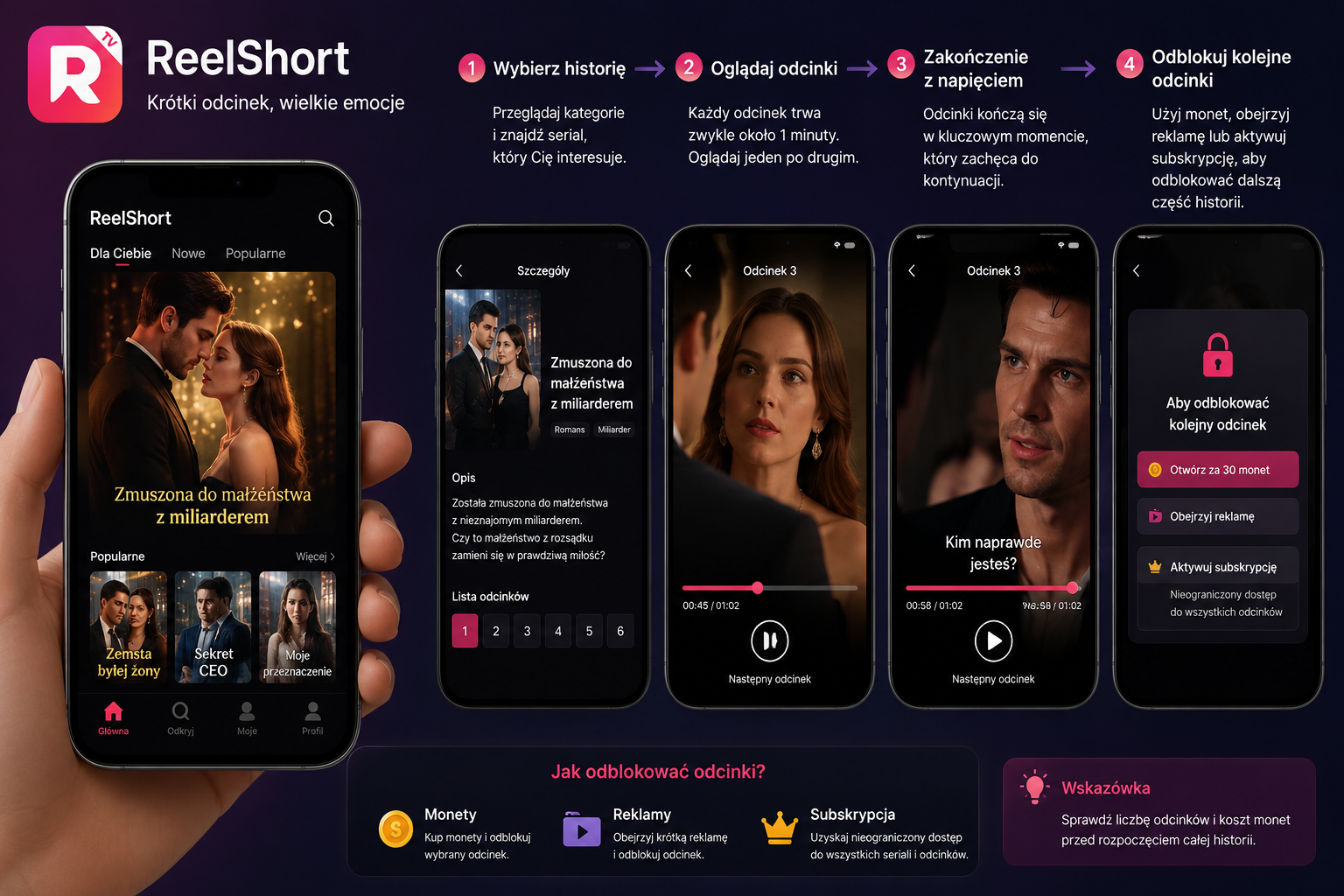 ReelShort ile kosztuje oglądanie krótkich seriali